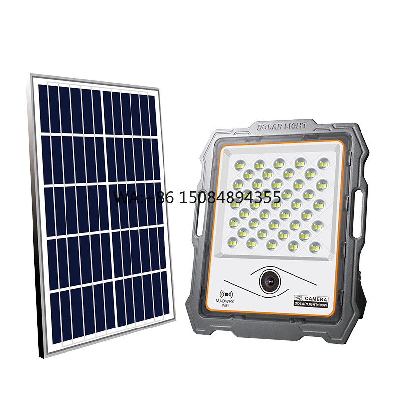 Home Security Flood Lights - ソーラー充電式ワイヤレスWiFiスポットライト＆投光器、電池式屋外セキュリティカメラCCTV、家庭用