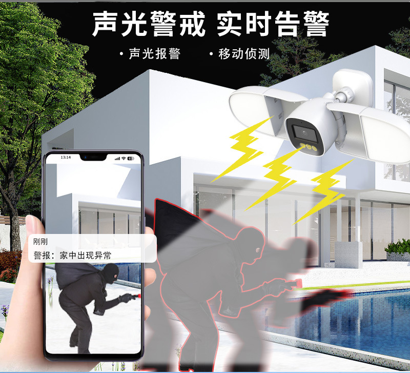 Home Security Flood Lights - フルカラー4MP iCseeアプリ対応投光器付き倉庫用IPカメラ ブルートゥースホームセキュリティCCTV ベビーモニター