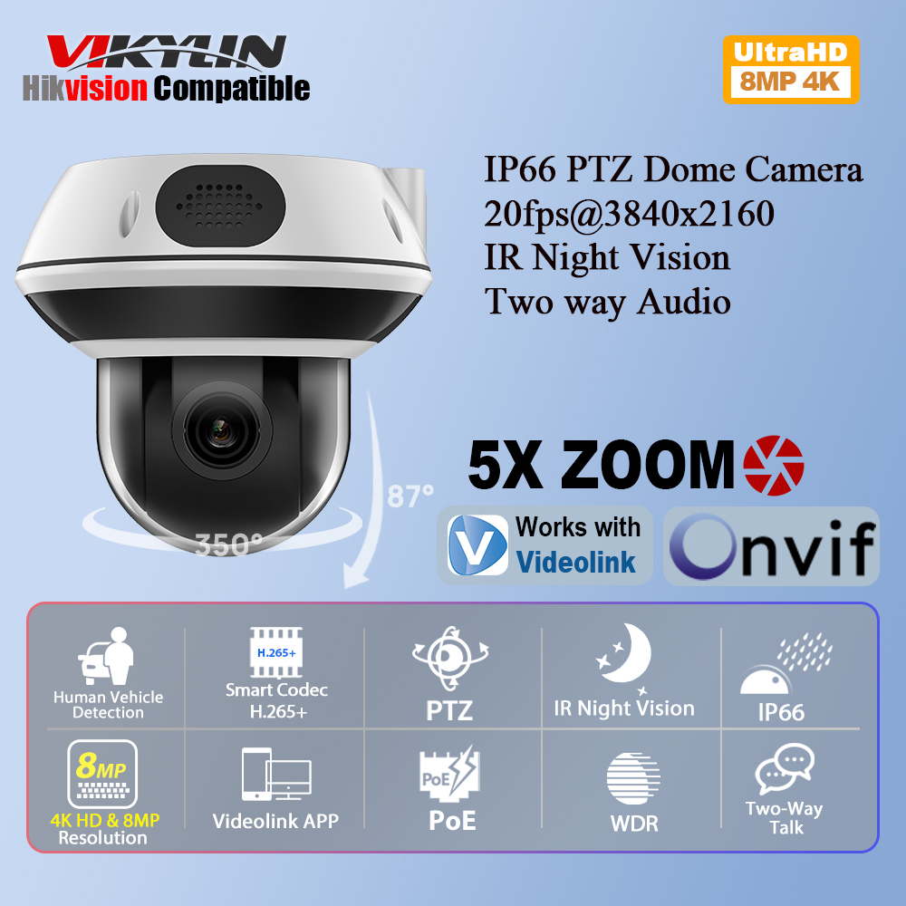 Home Security Online - Vikylin 8MP ドーム PTZ 5X ズーム