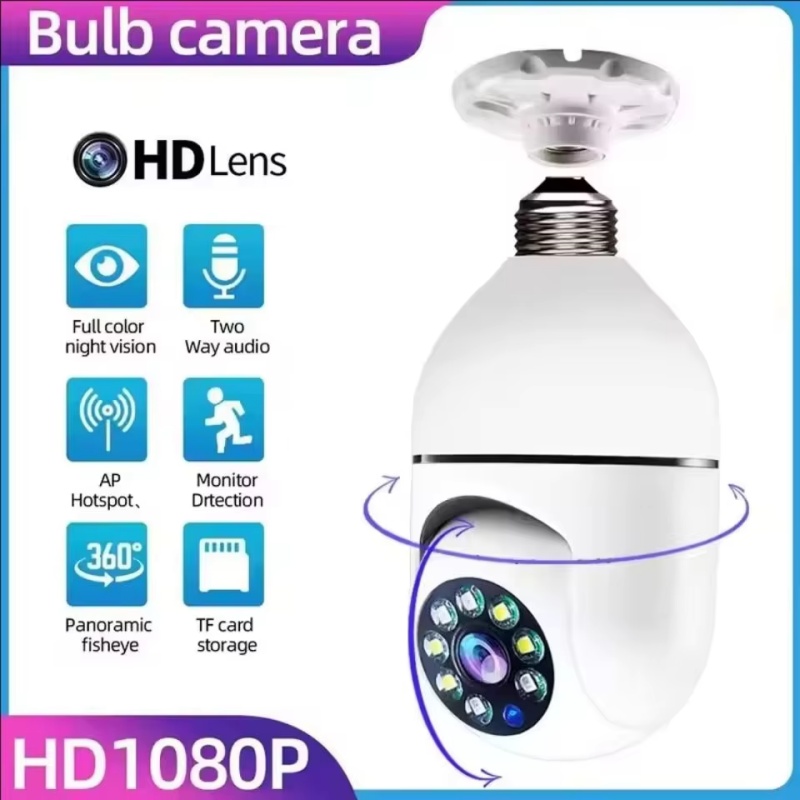 Home Security Ai - 4G WiFi IPカメラ E27電球型カメラ 3MP ワイヤレスベビーモニター