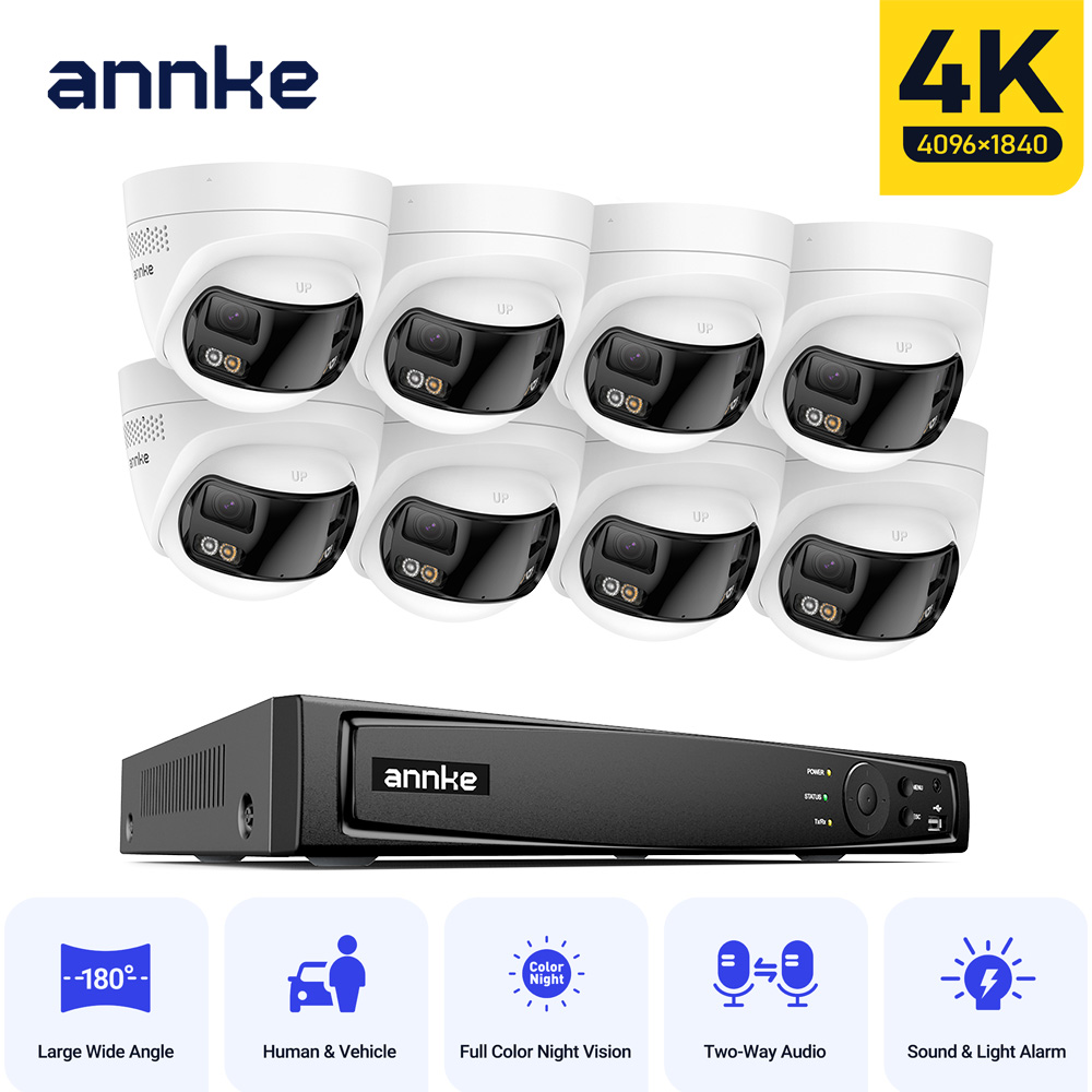 Ip Camera Outdoor 4K - ANNKE 4K 屋外ビデオセキュリティカメラシステム 180 ° デュアルレンズセキュリティIP