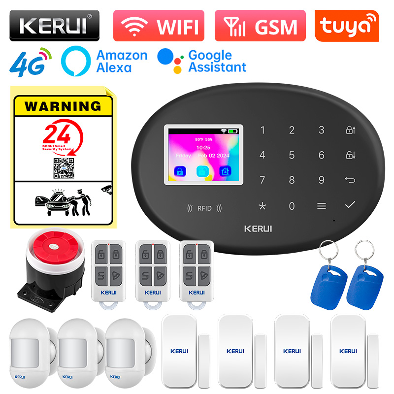 Home Zone Security App - KERUI WiFi + 4G/2G ホームセキュリティアラームシステム、PIRモーション検知器、ドアセンサー、Tuyaスマート防犯アラーム、ワイヤレスゾーンW204