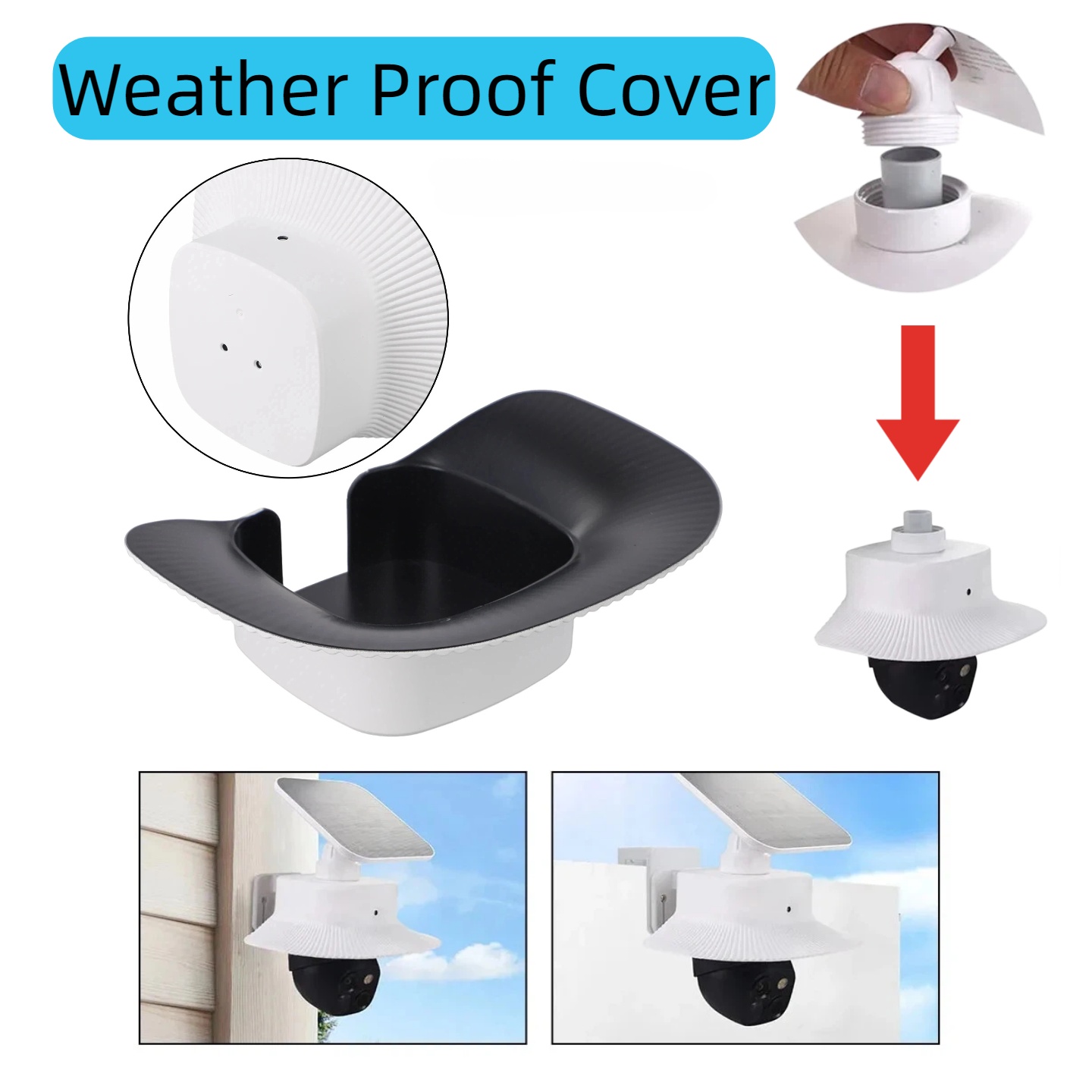 Home Security Eufy - ABS 耐候性カバー Eufy S340 用雨太陽に対する保護白 18*14*6