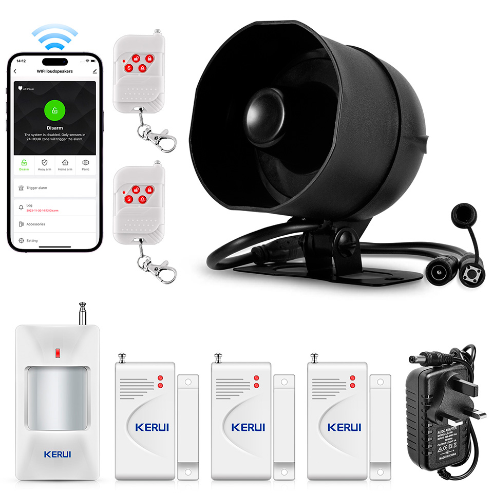 Home Zone Security App - Kerui-ワイヤレスセキュリティ盗難警報システム,Wi-Fi,モーションドアセンサー,アレクサ,リモコン,サイレン,スマートハウス,ガレージ