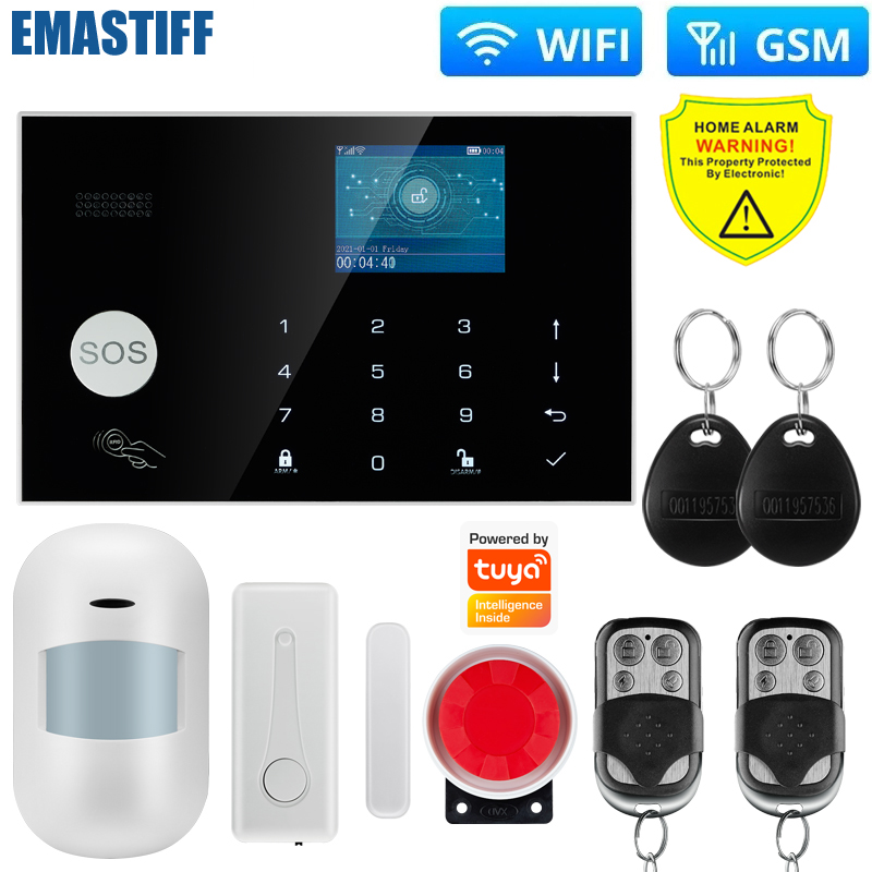 Home Zone Security App - スマートライフアラームシステム、家庭用WIFI GSMセキュリティアラームホスト、433mhzドアおよびモーションセンサー、煙/火災センサー付き