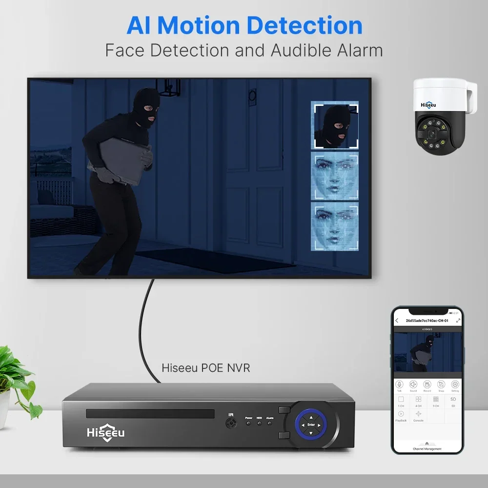 Ip Camera Outdoor 4K - H.265 8チャンネルAI顔認識屋外2ウェイカラー暗視NVR PoEセキュリティCCTV IPカメラ監視システム8MP 4K
