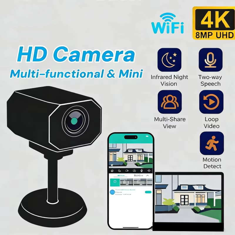 Home Security No Wifi Needed - 4K HD WiFiセキュリティカメラ 家庭用ミニスマート屋内IP監視カメラ アプリ遠隔監視対応 ポータブル設計