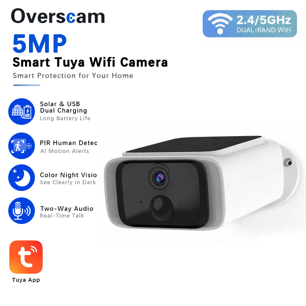 Home Security No Wifi Needed - Tuya 5MP ソーラーセキュリティカメラワイヤレス屋外 2.4/5 グラム WiFi