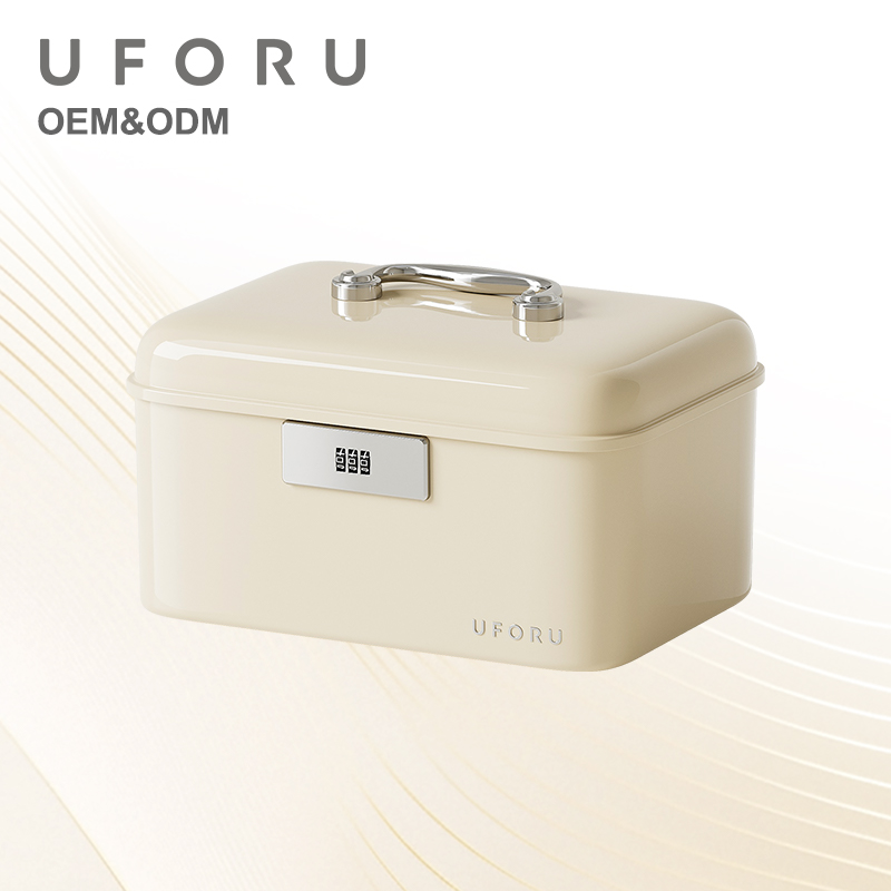 Home Security Box - UFORU ハンドル付きロック式収納ボックス、二層式大容量安全保管容器、家庭やオフィスに最適