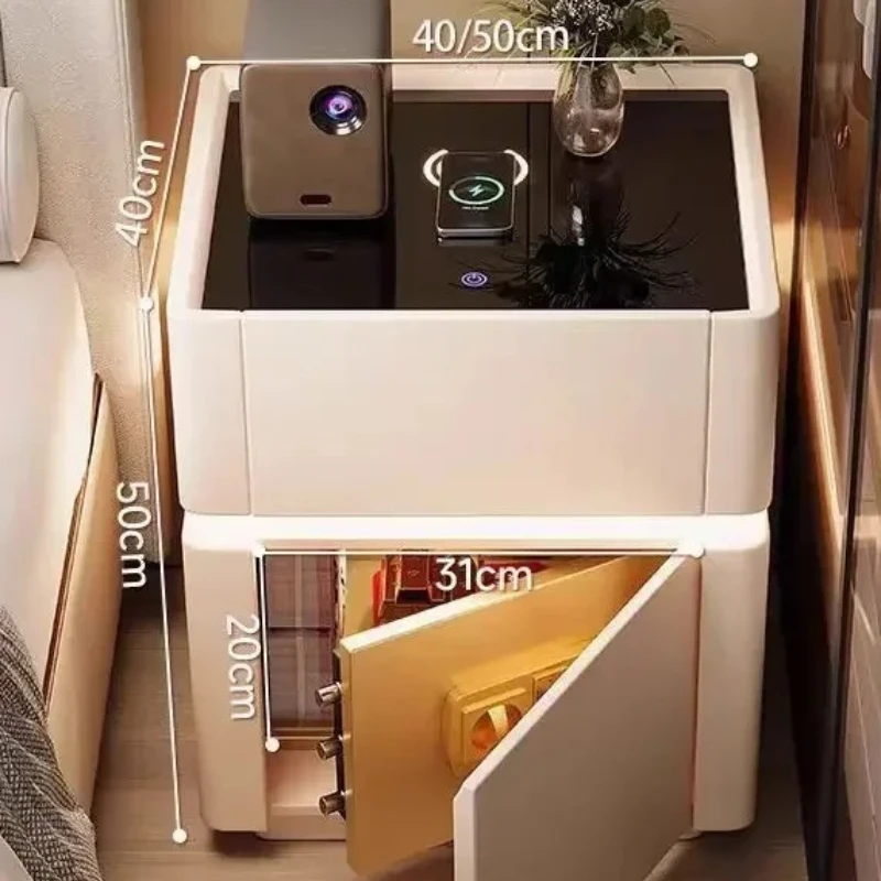 Home Security Of America - ベッドサイドテーブル セキュリティ 多機能ワイヤレス充電 パスワードロック ベッドサイドテーブルセーフ 家具オーガナイザー