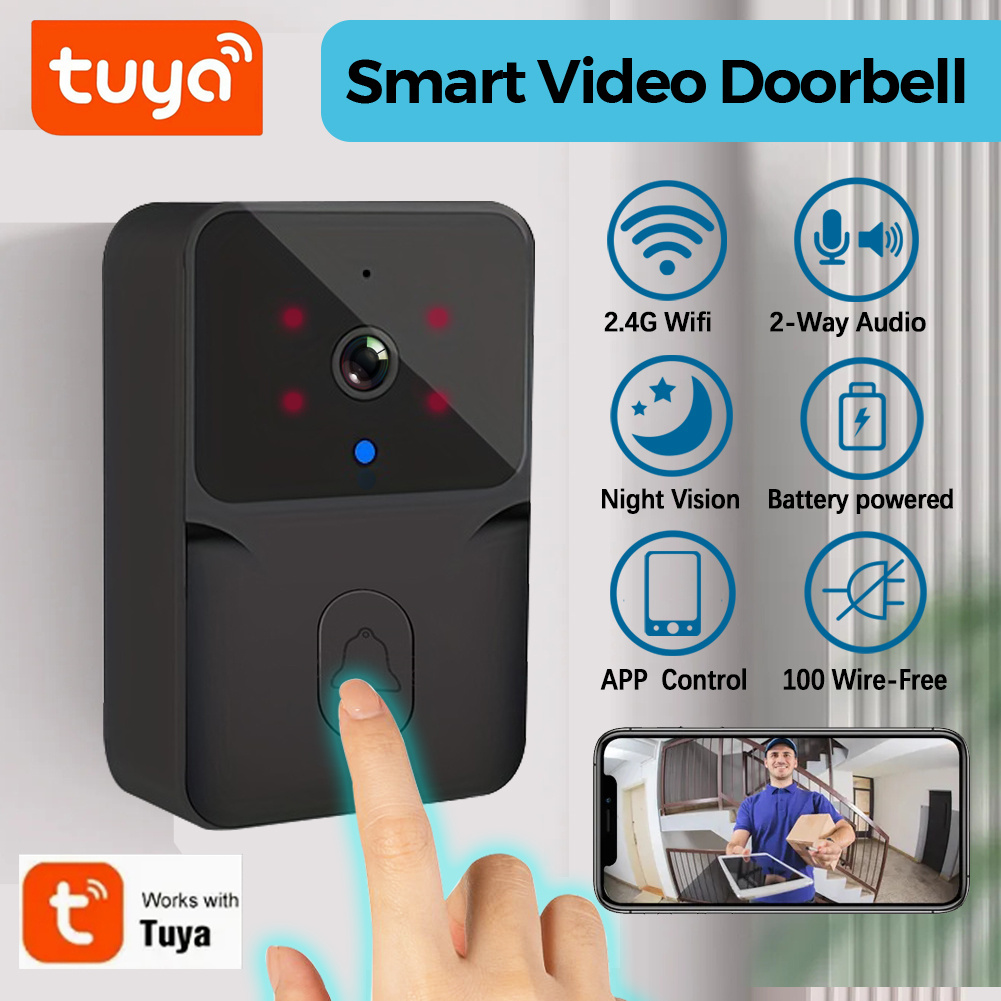 Home Security No Wifi Needed - Tuya ワイヤレススマートビデオドアベル、2.4G WiFi ホームセキュリティカメラ、双方向オーディオ、ナイトビジョン、バッテリー、安全なホームモニタリング