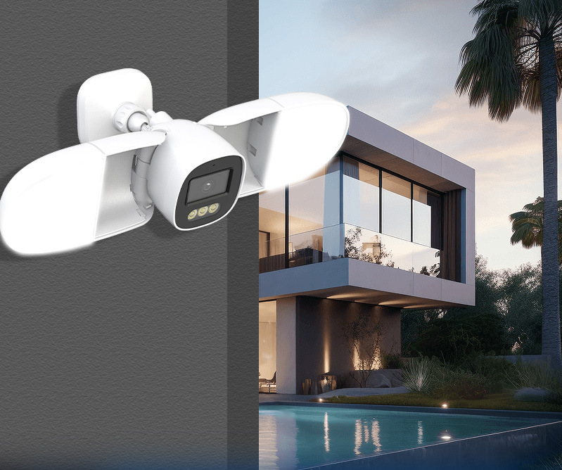 フルカラー4MP iCseeアプリ対応投光器付き倉庫用IPカ - Home Security Flood Lights のレビューと価格