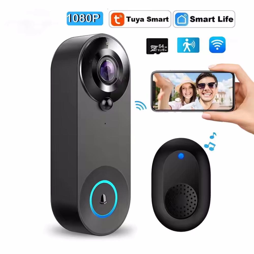 Tuya 1080P ワイヤレス WIFI ドアベルビデオイ - Home Security No Wifi Needed のレビューと価格