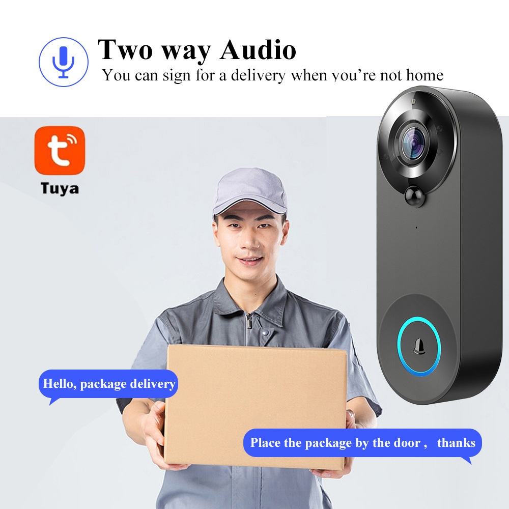 Tuya 1080P ワイヤレス WIFI ドアベルビデオイ - Home Security No Wifi Needed のレビューと価格