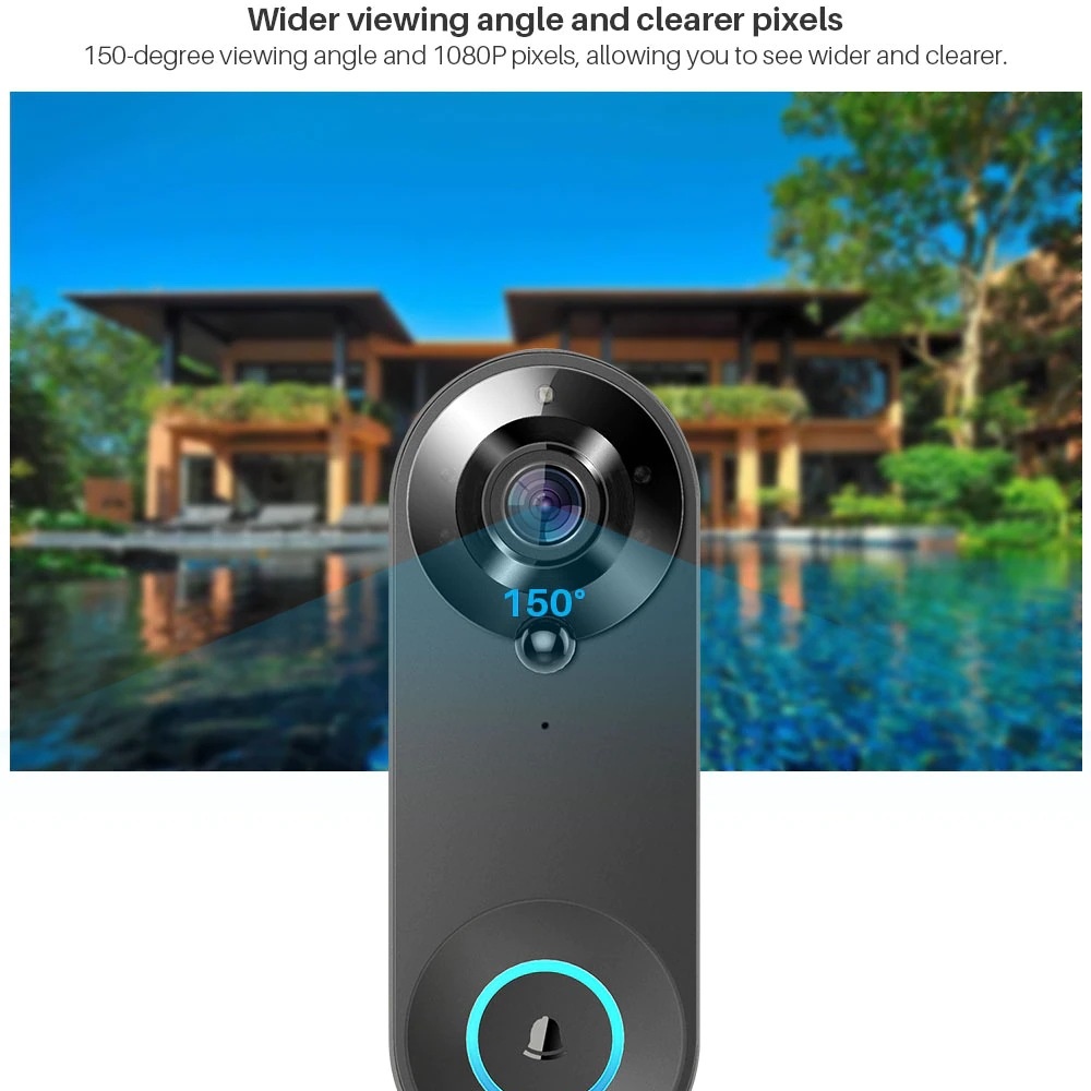 Tuya 1080P ワイヤレス WIFI ドアベルビデオイ - Home Security No Wifi Needed のレビューと価格