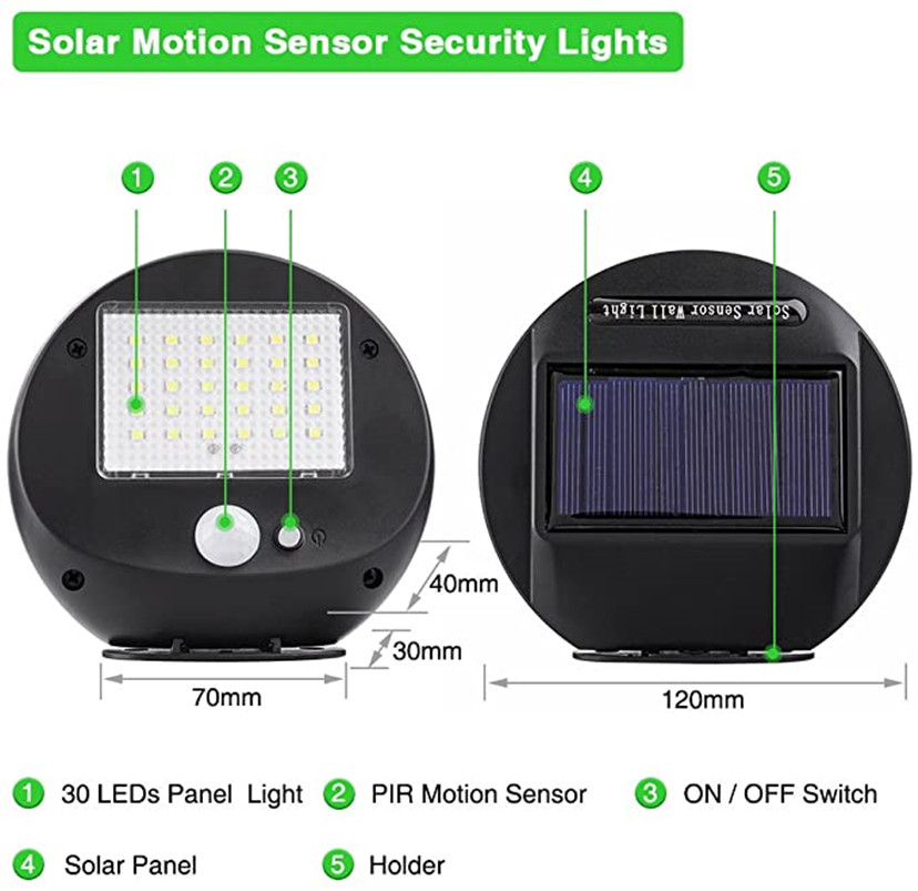 30LED ソーラーライト屋外セキュリティライトモーションセ - Home Security Flood Lights のレビューと価格