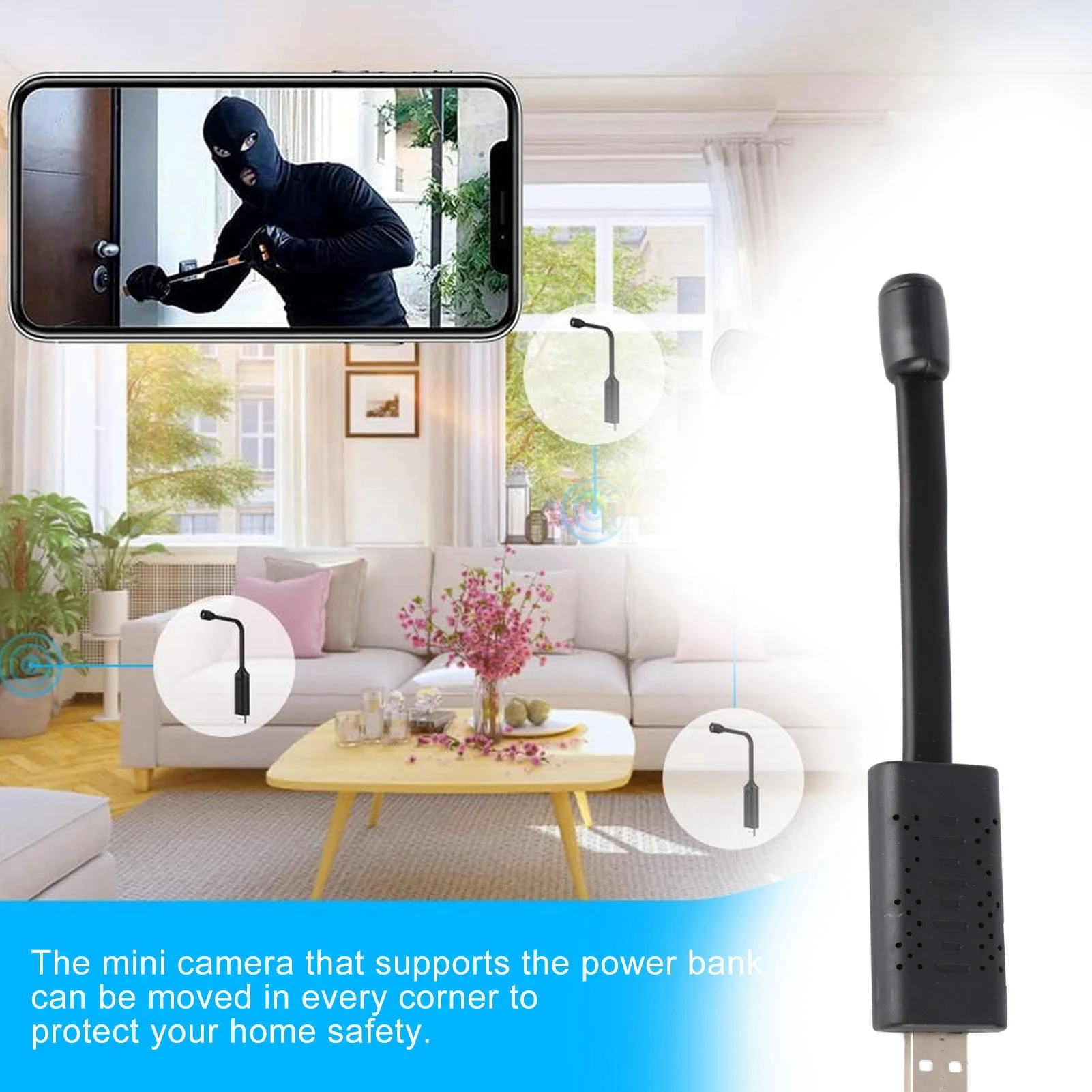 USB WiFi セキュリティカメラ 1080P HD ワイ - Home Security Hidden Cameras のレビューと価格