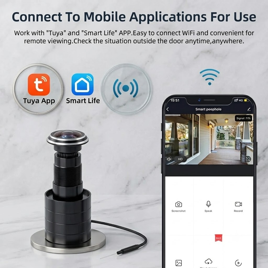 3MP 2K WiFi ドアカメラ、180度 °   スマー - Peephole Camera Viewer のレビューと価格