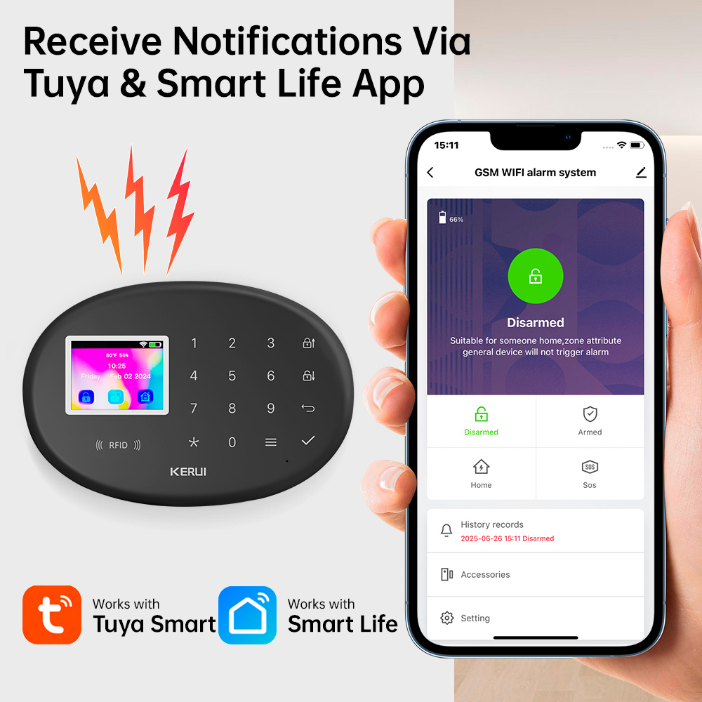 KERUIアラームセキュリティシステムW204 4G + W - Home Zone Security App のレビューと価格