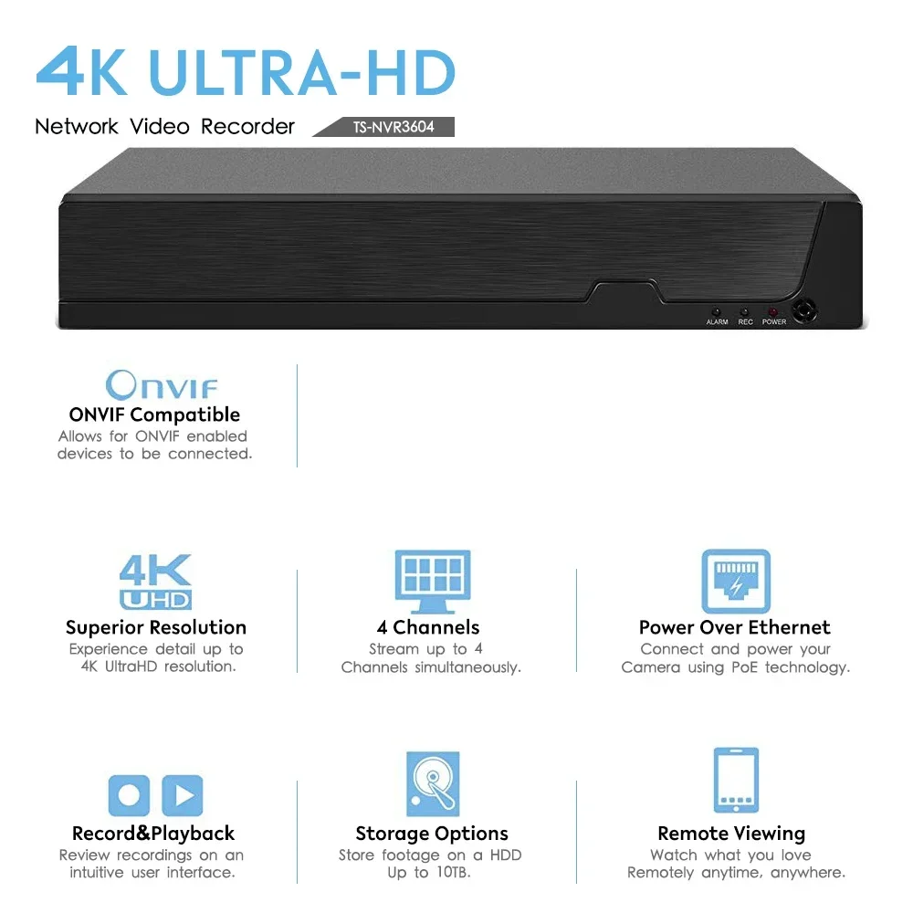 4CH NVR H.265対応 屋外用8MPウルトラHD 4 - Ip Camera Outdoor 4K のレビューと価格