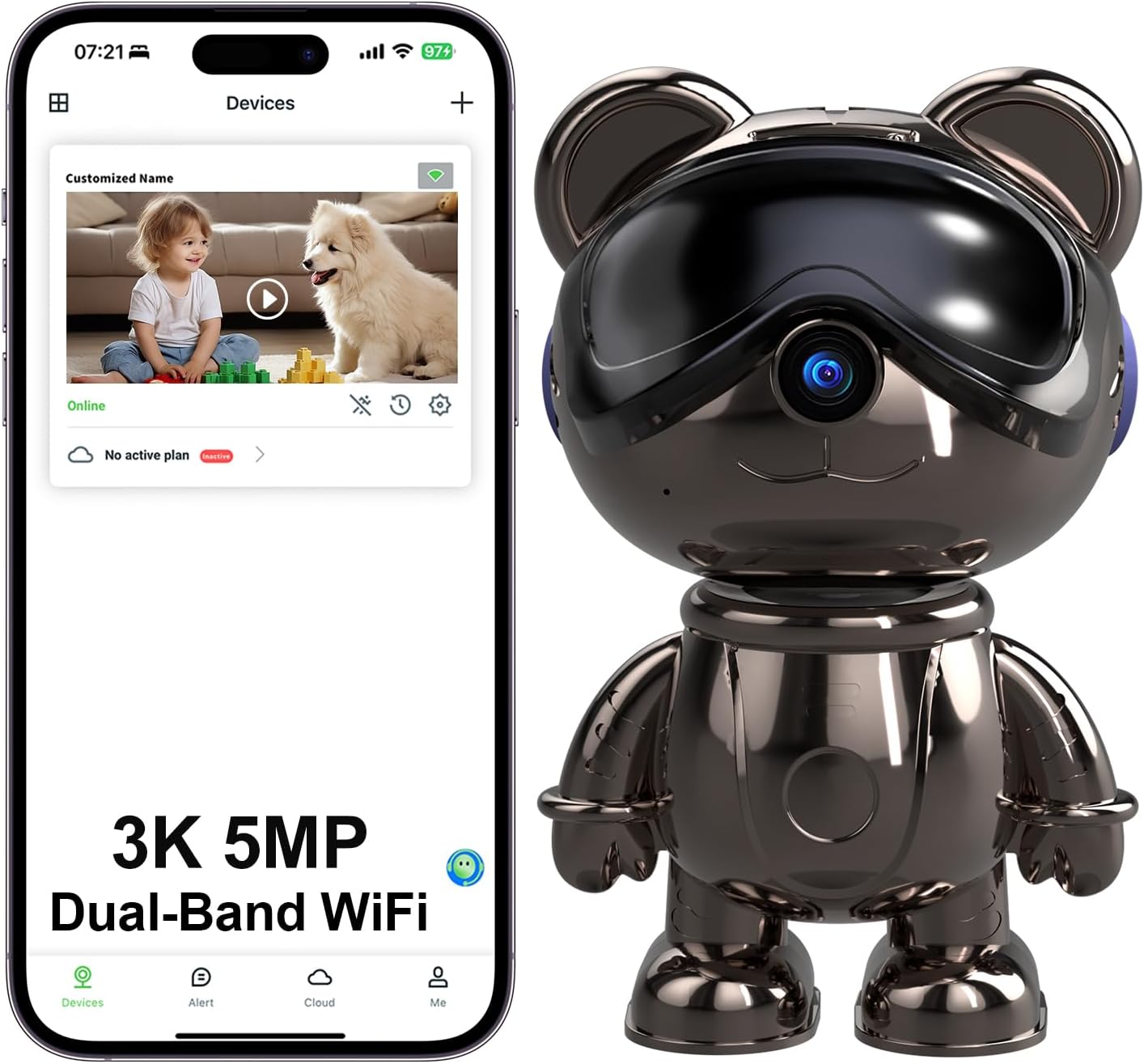 屋内WiFiセキュリティカメラ、5MPパン/チルトベビーモニ - Home Security Ai のレビューと価格