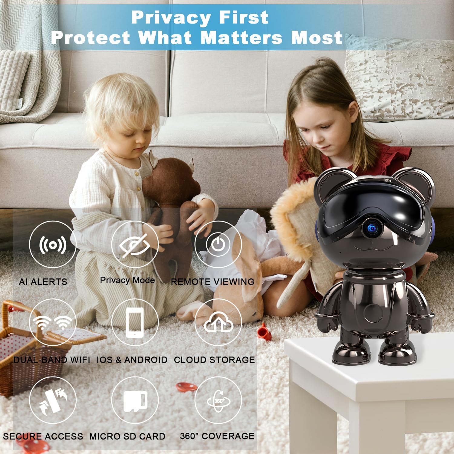 屋内WiFiセキュリティカメラ、5MPパン/チルトベビーモニ - Home Security Ai のレビューと価格