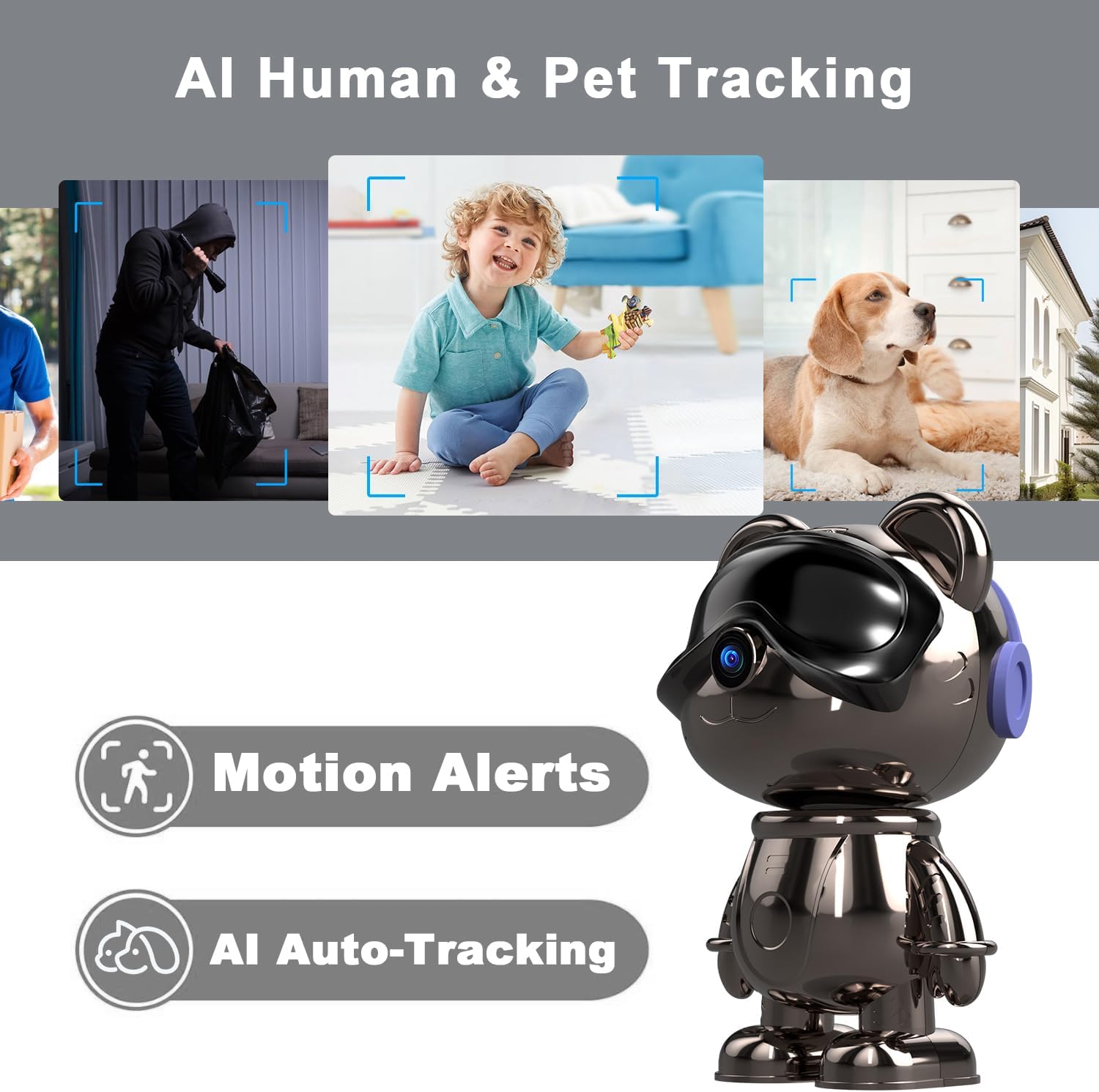 屋内WiFiセキュリティカメラ、5MPパン/チルトベビーモニ - Home Security Ai のレビューと価格