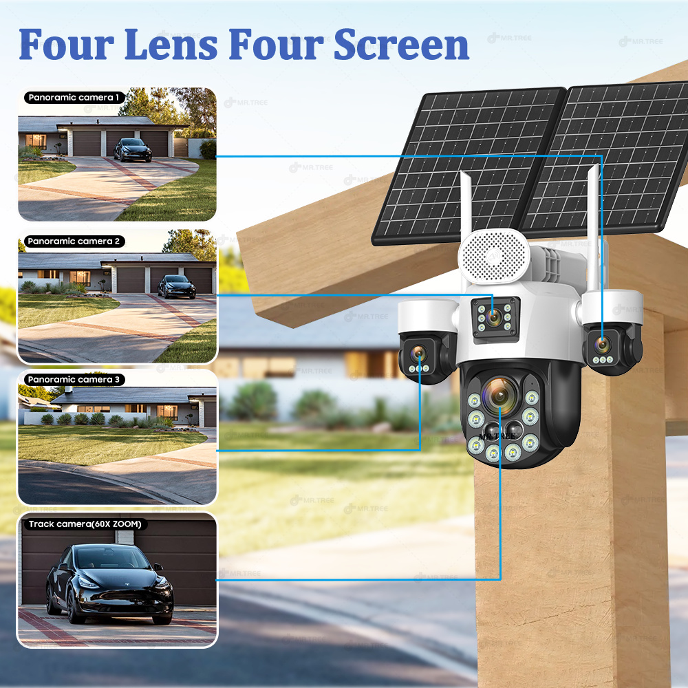 AOV 四眼レンズ屋外監視ソーラーカメラ 20MP 4G S - Home Security News のレビューと価格