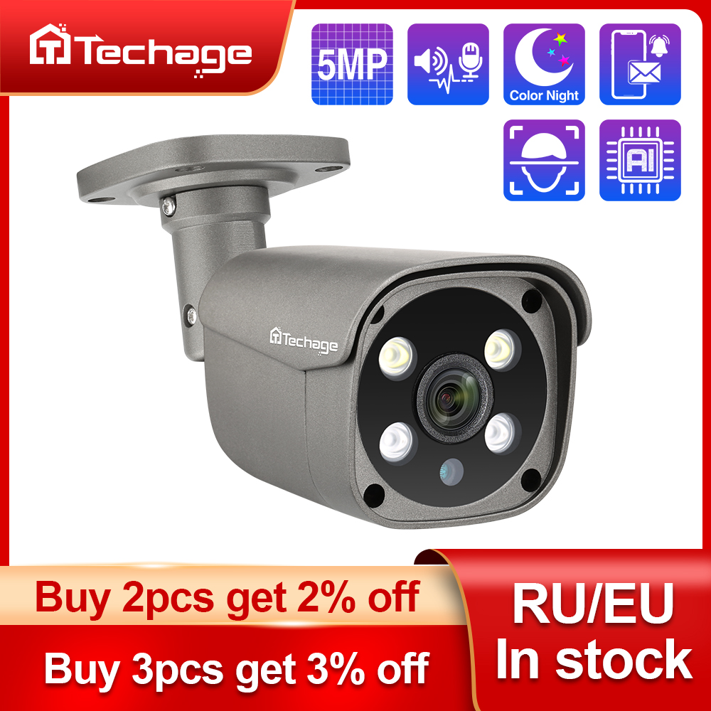 Techage-cctvシステム用の金属製屋外カメラ、Poe - Ip Camera Outdoor 4K のレビューと価格