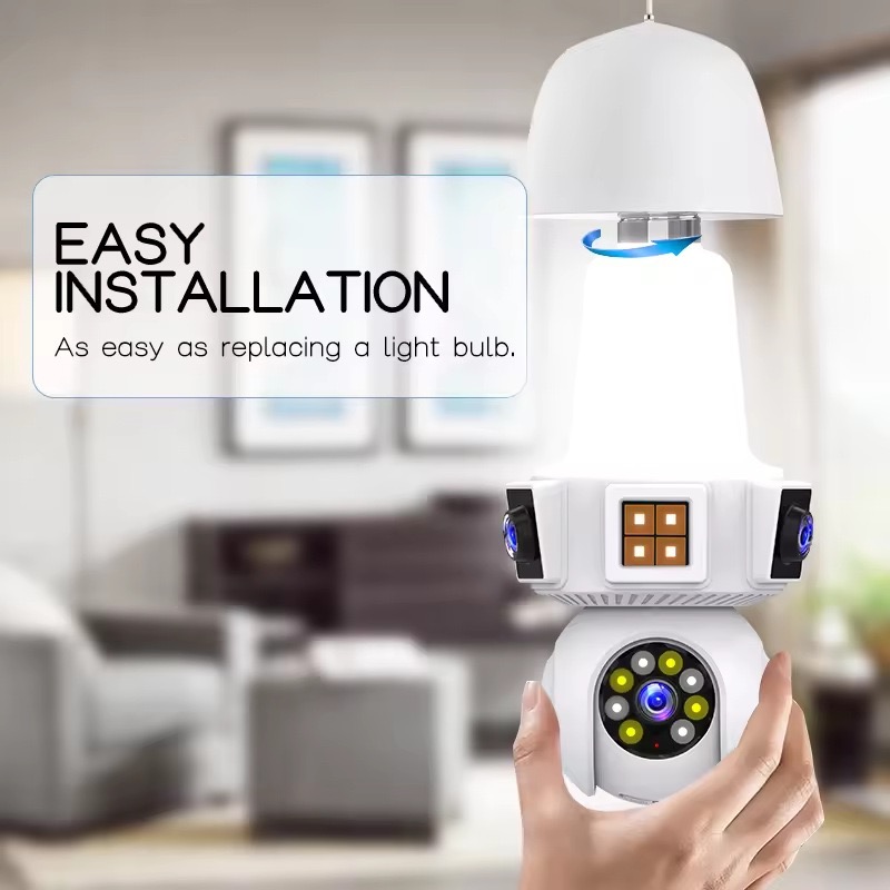 6MP V380proアプリ デュアルレンズ フルカラー E - Home Security Flood Lights のレビューと価格