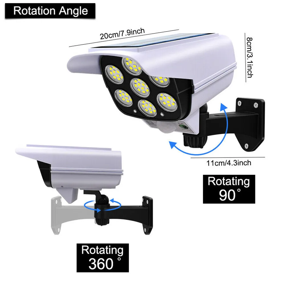 屋外ソーラーライトモーションセンサーセキュリティダミーカメラ - Home Security Flood Lights のレビューと価格