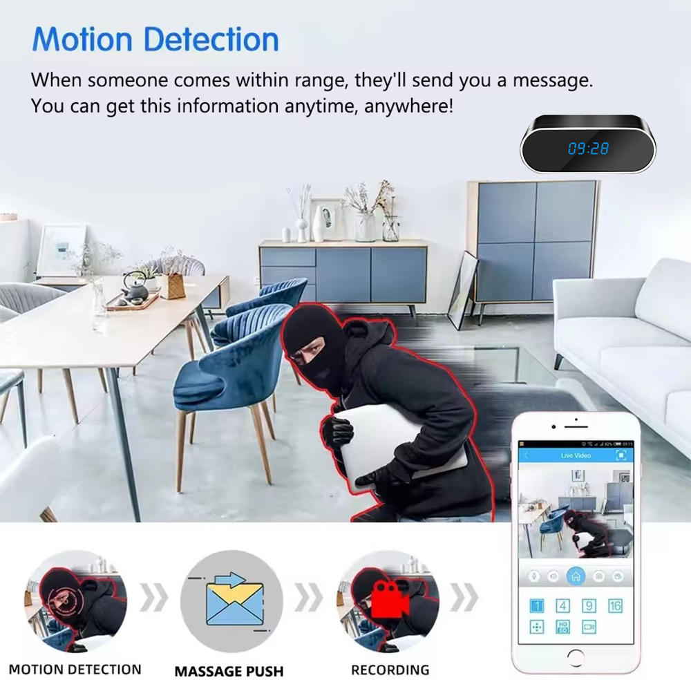 新しく改良された4KHDミニクロックカメラ、赤外線ナイトビジ - Home Security Hidden Cameras のレビューと価格