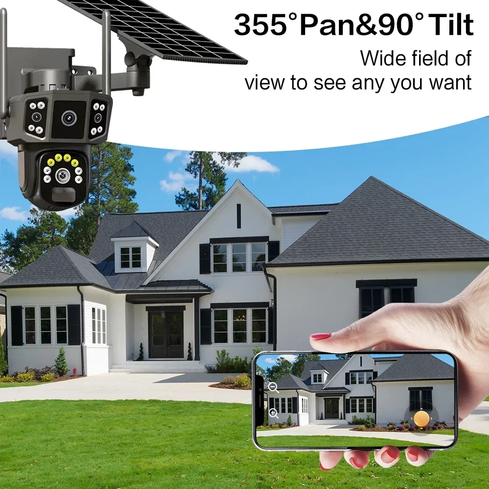 WIFI 4G SIMソーラーカメラV380、10倍ズーム、 - Ip Camera Outdoor 4K のレビューと価格
