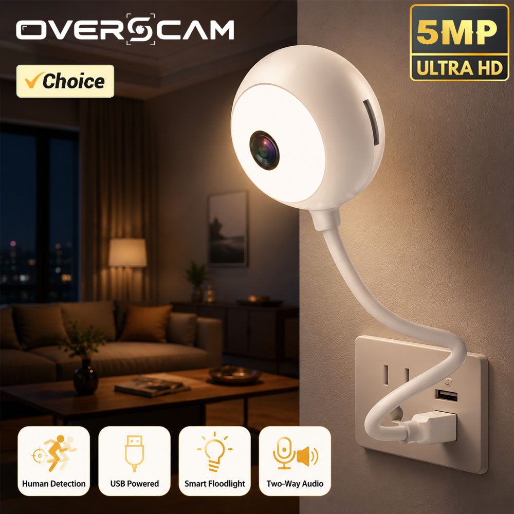 5MPミニWiFi USBプラグインIPカメラ人感検知投光器 - Home Security Flood Lights のレビューと価格