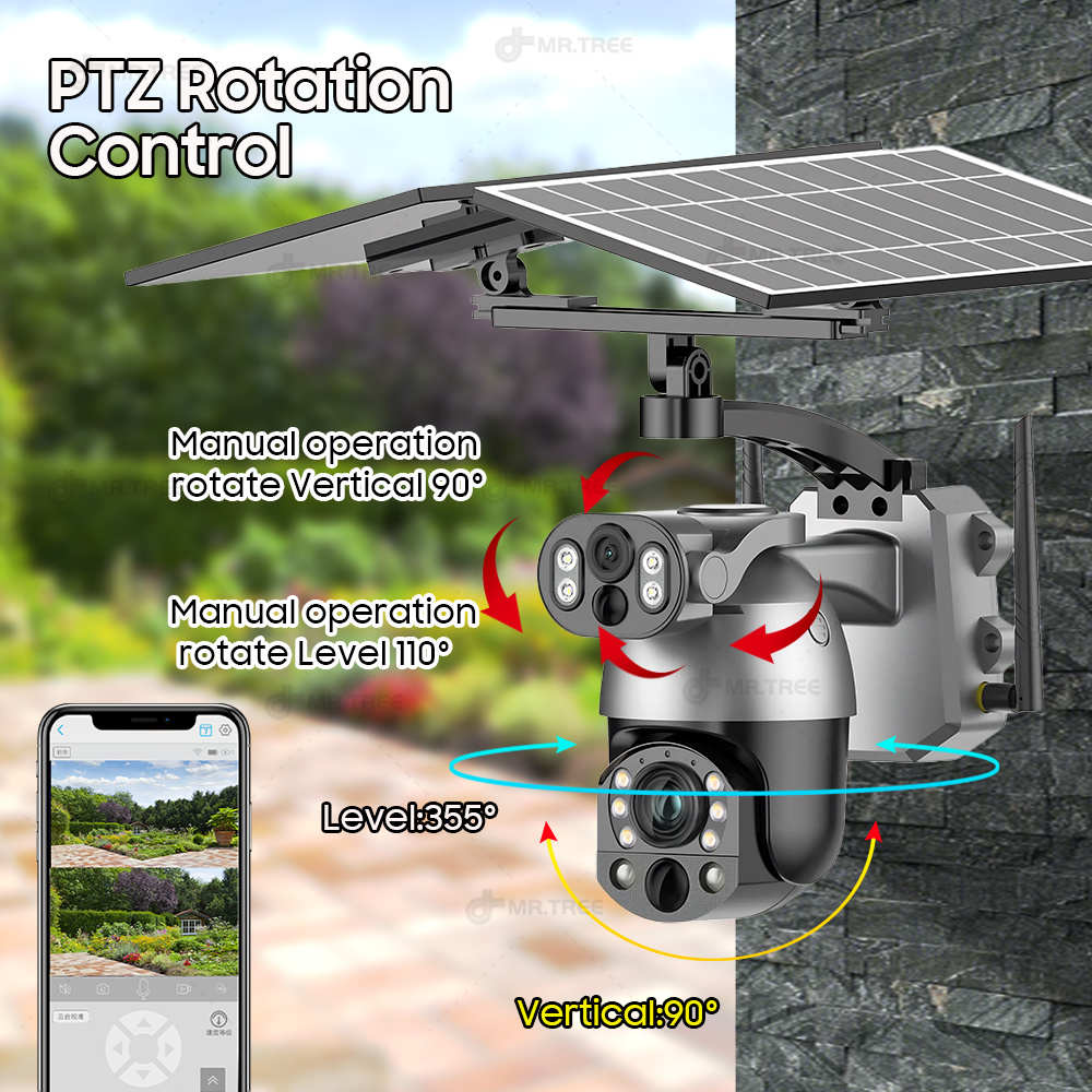 デュアルレンズ付きソーラーカメラ,4G SIMカード,PTZ - Ip Camera Outdoor 4K のレビューと価格