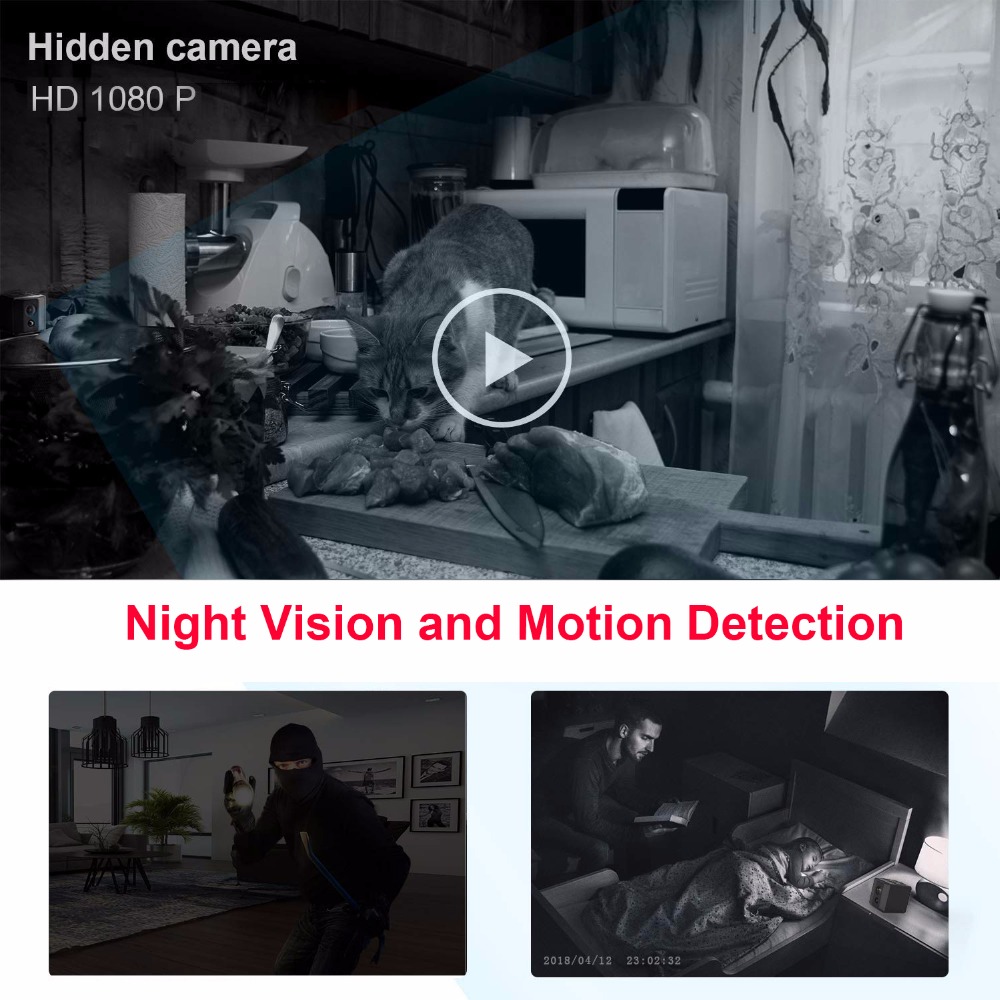 ポータブルミニ HD 1080P カメラナイトビジョンとモー - Home Security Hidden Cameras のレビューと価格