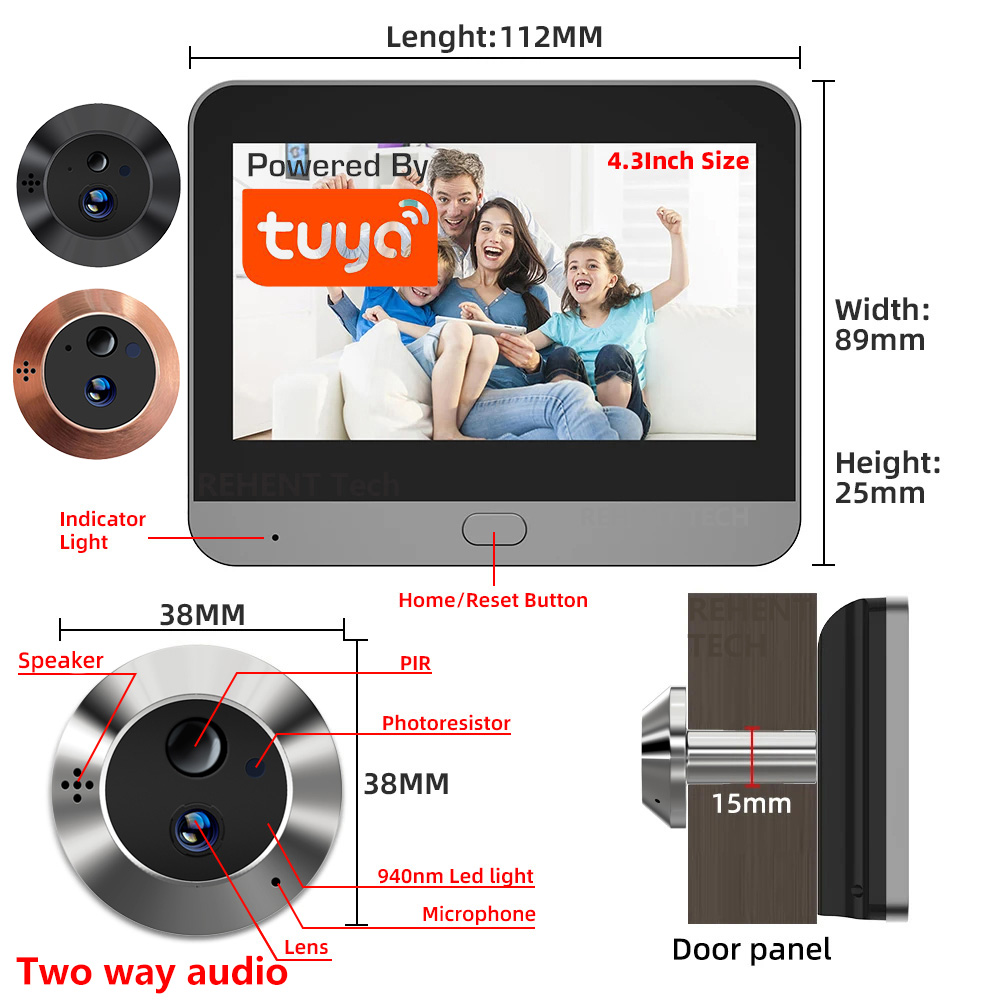 ミニ双方向音声通話機能付き3MP Tuya SmartLif - Peephole Camera Viewer のレビューと価格