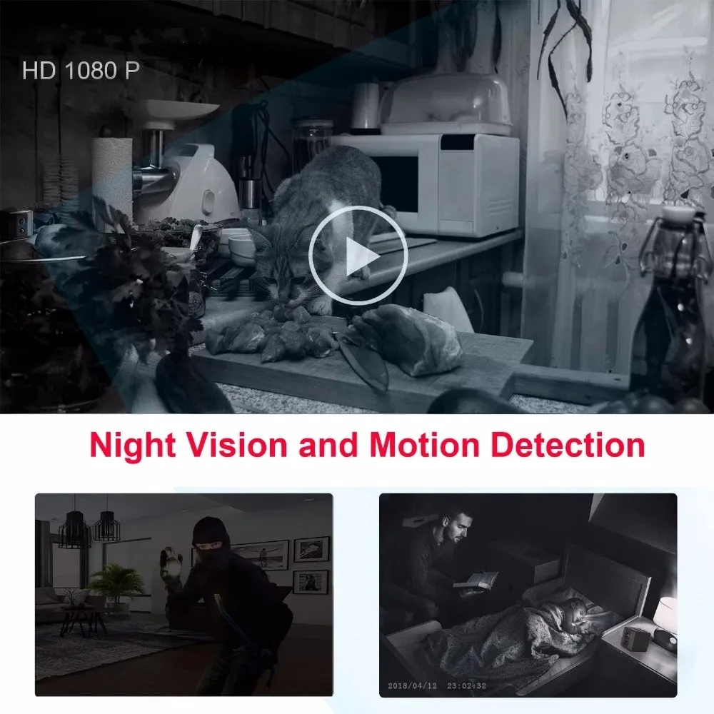 ボディミニカメラポータブル 1080P HD ナイトビジョン - Home Security Hidden Cameras のレビューと価格