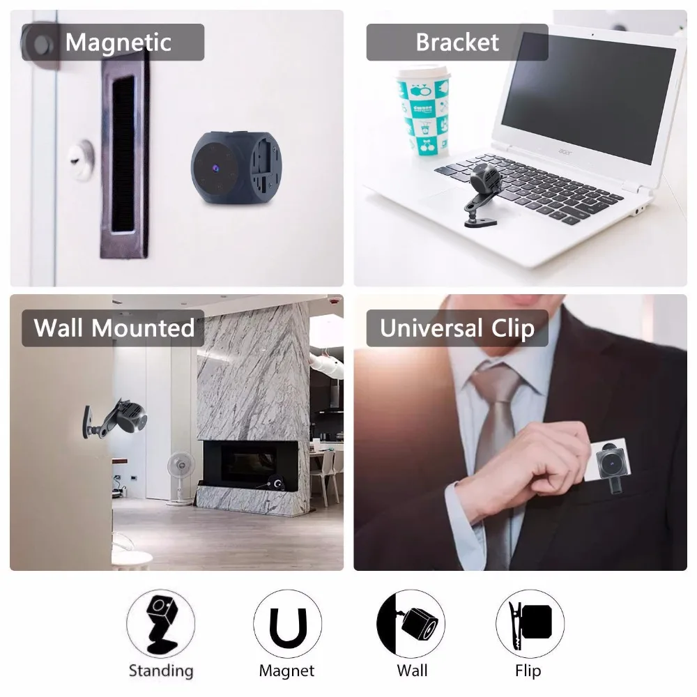 ボディミニカメラポータブル 1080P HD ナイトビジョン - Home Security Hidden Cameras のレビューと価格